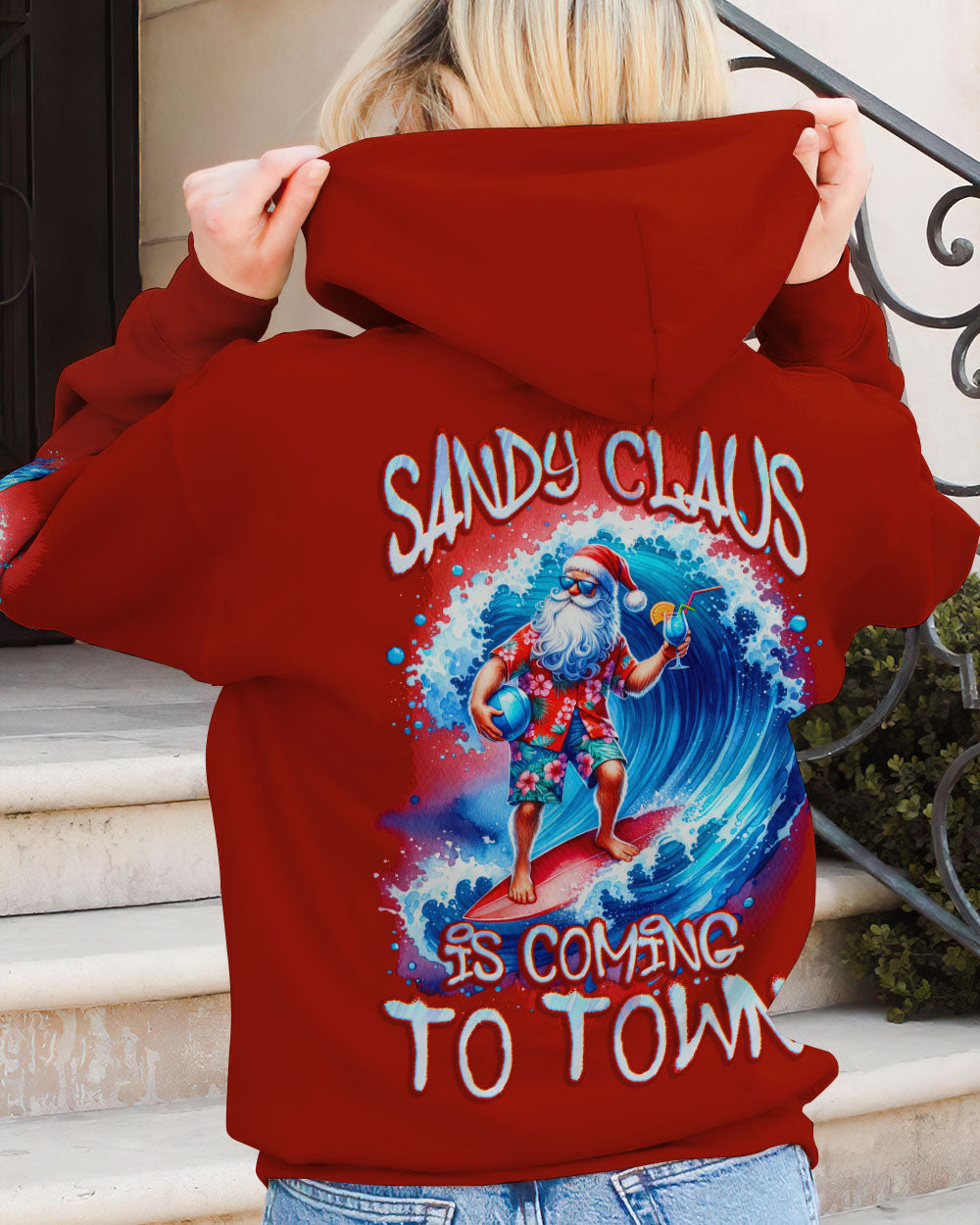 BLISSCORNERS SANDY CLAUS IS COMING TO TOWN CHRISTMAS ALL OVER PRINT