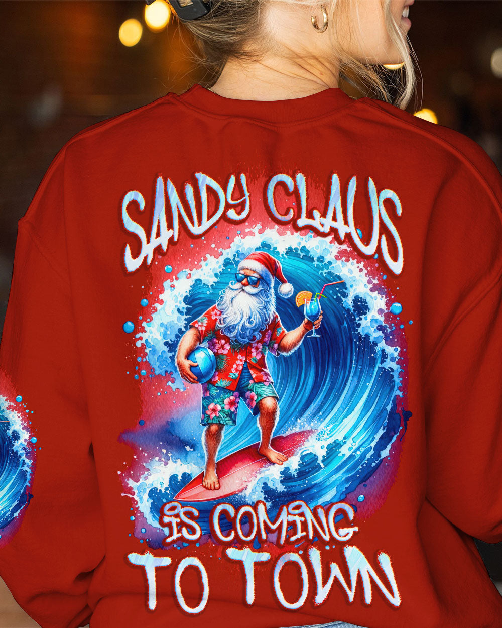 BLISSCORNERS SANDY CLAUS IS COMING TO TOWN CHRISTMAS ALL OVER PRINT