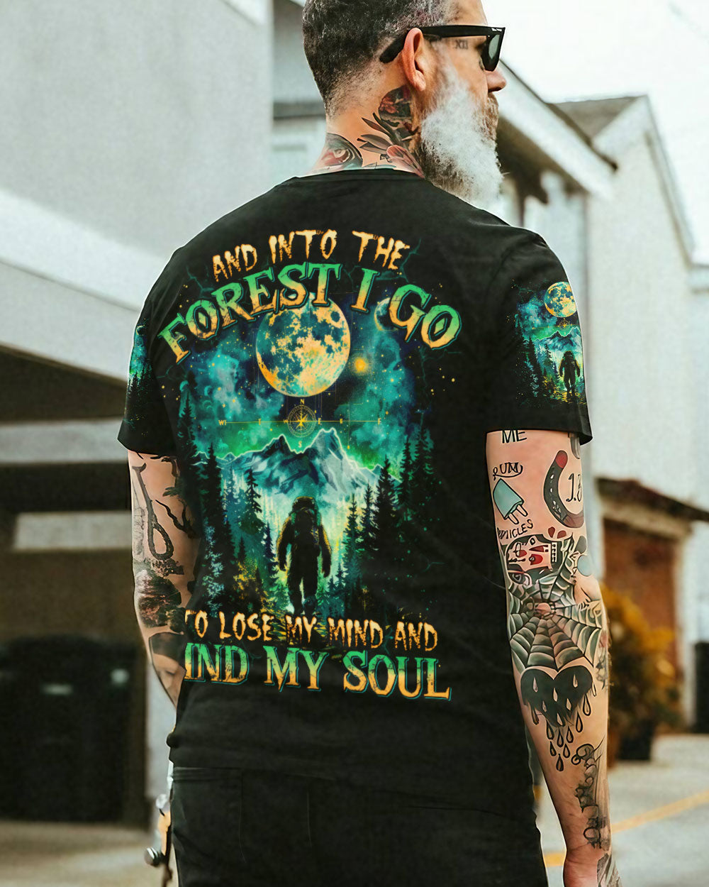 BLISSCORNERS AND INTO THE FOREST I GO BIGFOOT ALL OVER PRINT