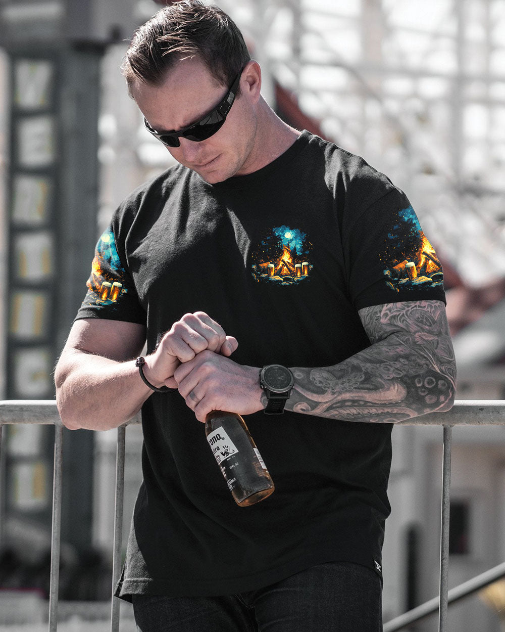 BLISSCORNERS CAMPING IS AWESOME BEER MAKE IT AWESOMER ALL OVER PRINT