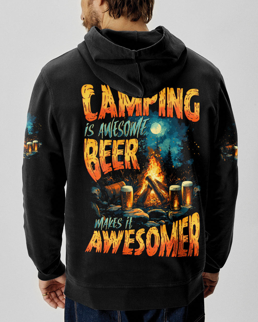 BLISSCORNERS CAMPING IS AWESOME BEER MAKE IT AWESOMER ALL OVER PRINT