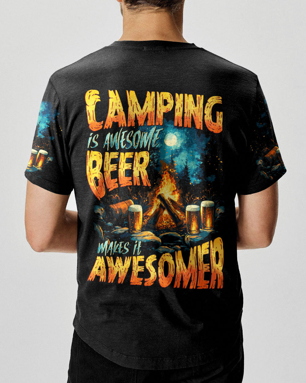 BLISSCORNERS CAMPING IS AWESOME BEER MAKE IT AWESOMER ALL OVER PRINT