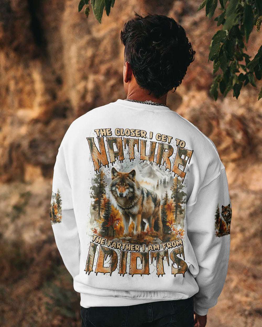 BLISSCORNERS THE CLOSER I GET TO NATURE WOLF ALL OVER PRINT