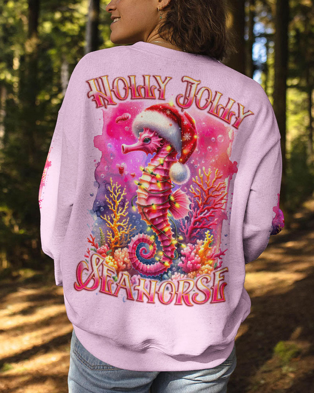BLISSCORNERS HOLLY JOLLY SEAHORSE CHRISTMAS ALL OVER PRINT