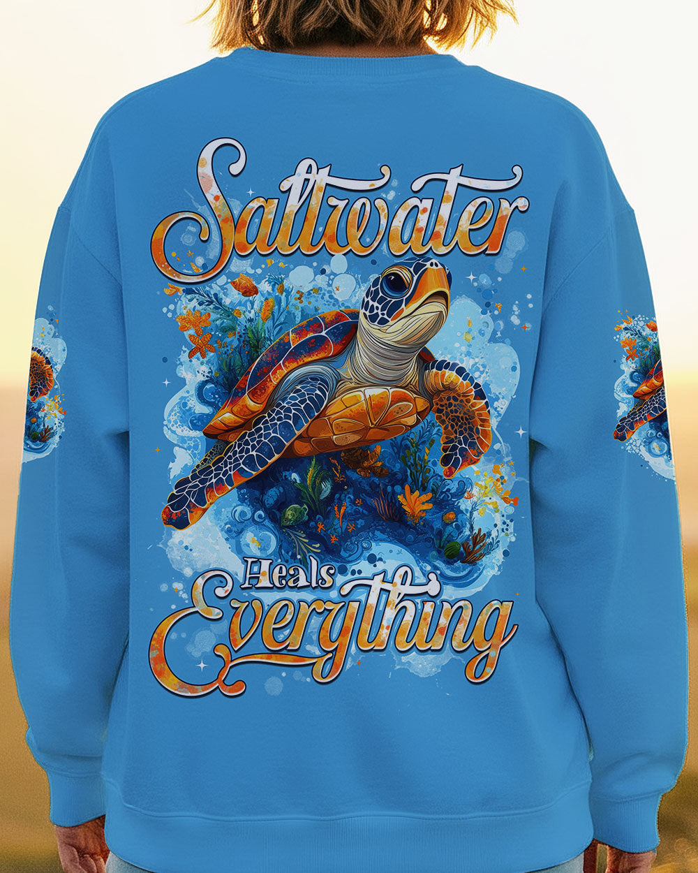 BLISSCORNERS SALTWATER HEALS EVERYTHING TURTLE ALL OVER PRINT