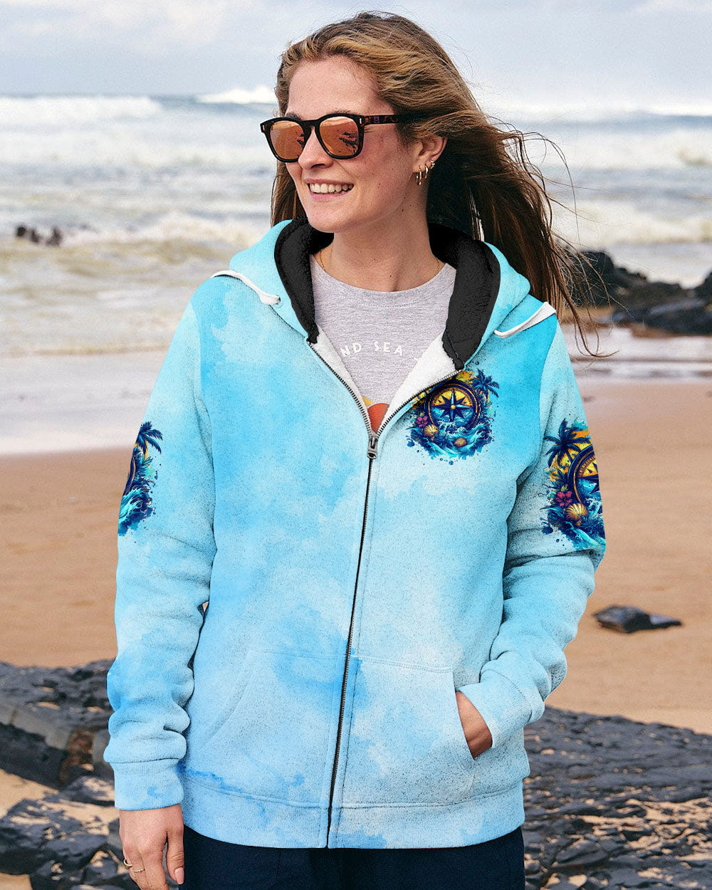 BLISSCORNERS SMELL THE SEA FEEL THE BREEZE COMPASS ALL OVER PRINT
