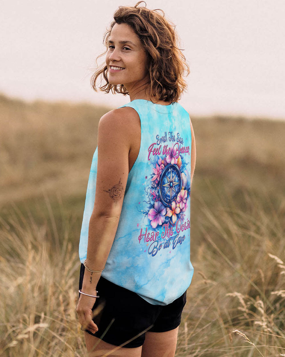 BLISSCORNERS SMELL THE SEA FEEL THE BREEZE COMPASS ALL OVER PRINT