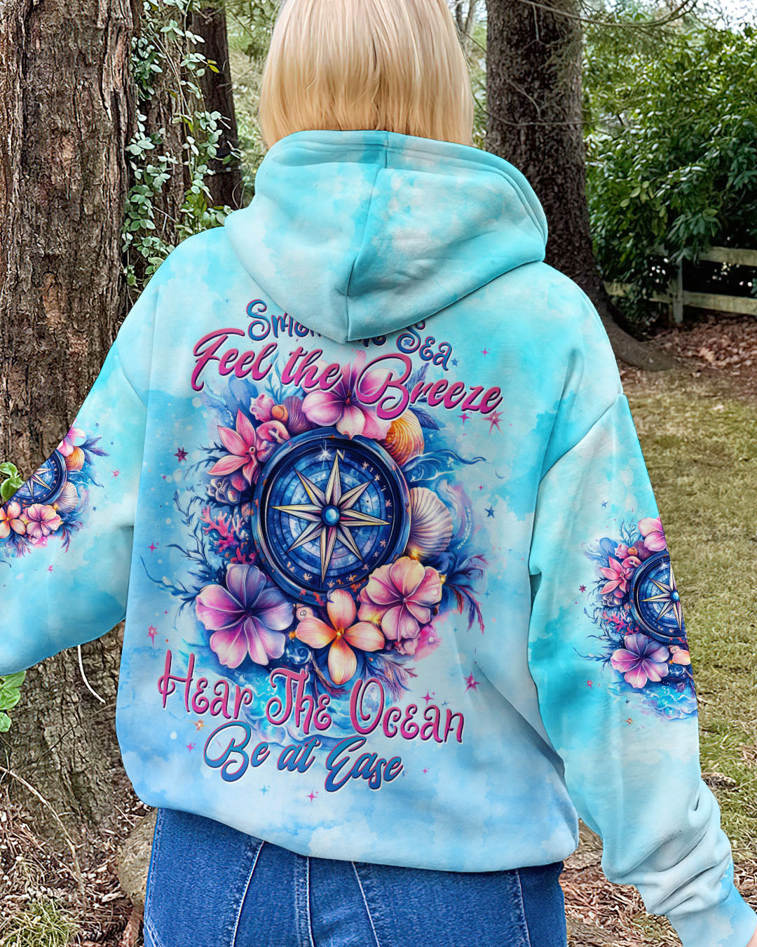 BLISSCORNERS SMELL THE SEA FEEL THE BREEZE COMPASS ALL OVER PRINT