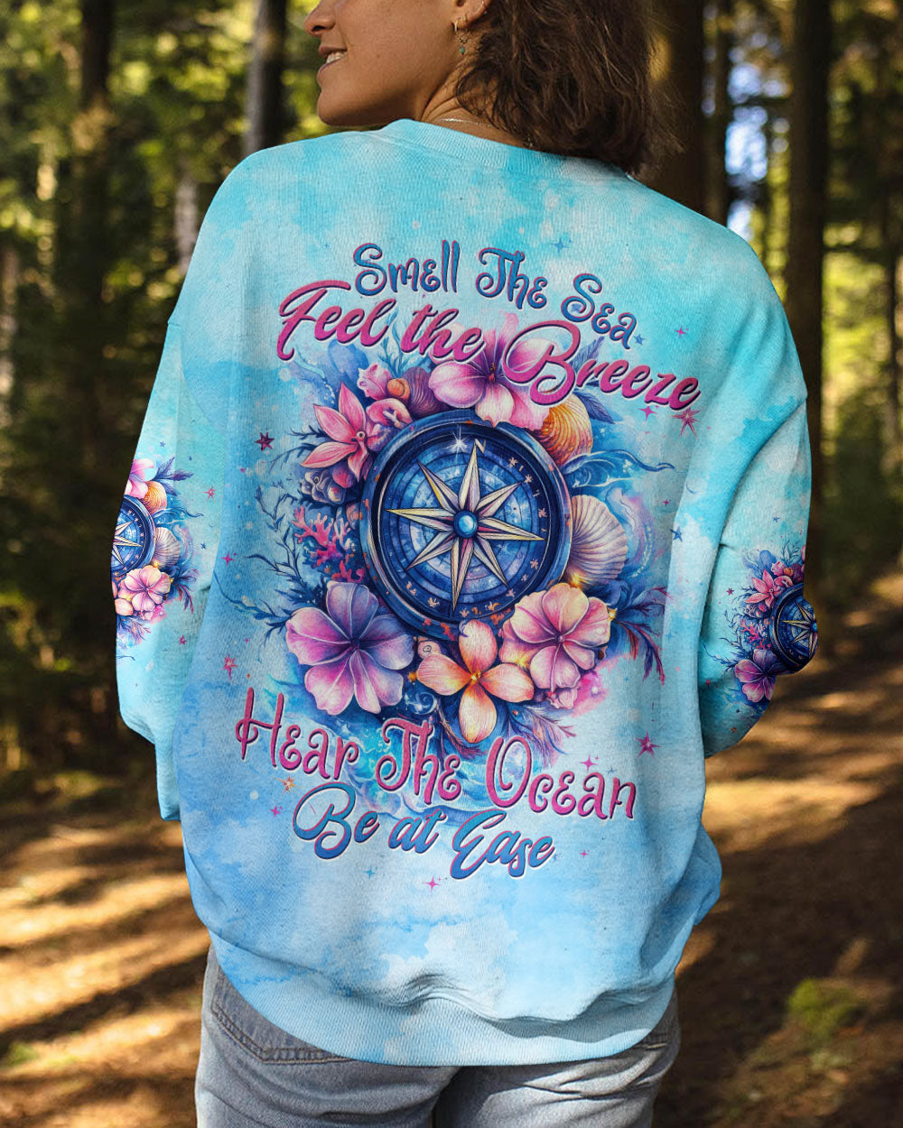 BLISSCORNERS SMELL THE SEA FEEL THE BREEZE COMPASS ALL OVER PRINT