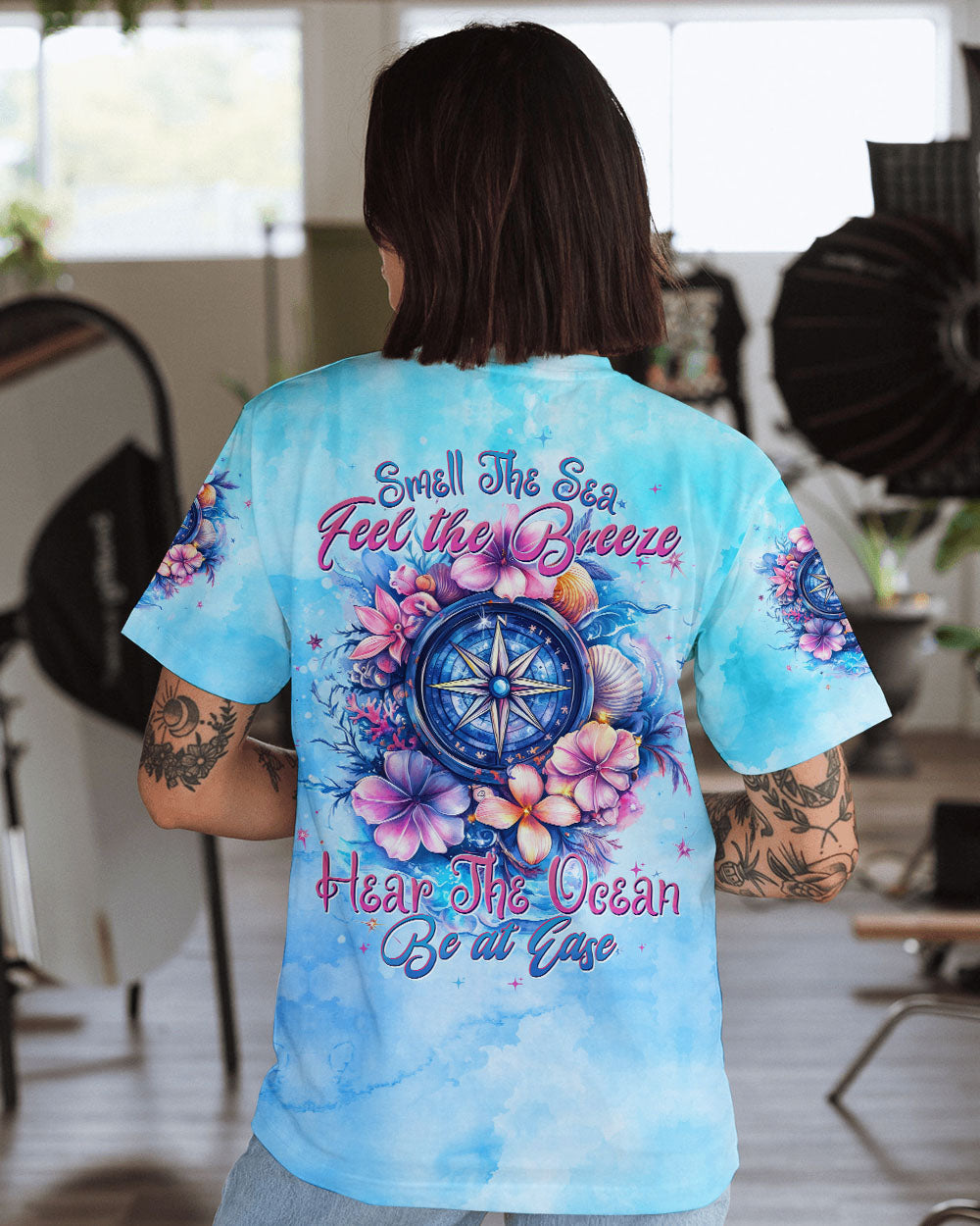 BLISSCORNERS SMELL THE SEA FEEL THE BREEZE COMPASS ALL OVER PRINT