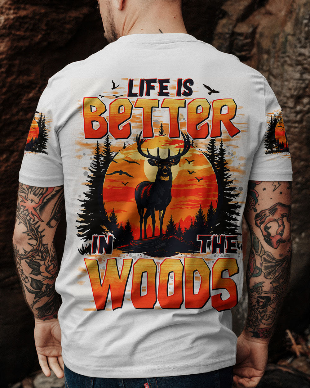 BLISSCORNERS LIFE IS BETTER IN THE WOODS DEER ALL OVER PRINT