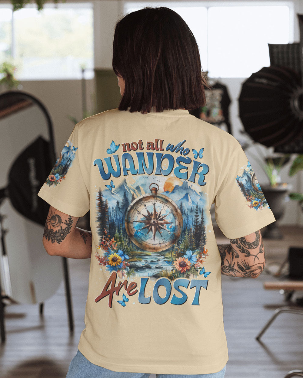 BLISSCORNERS NOT ALL WHO WANDER ARE NOT COMPASS ALL OVER PRINT