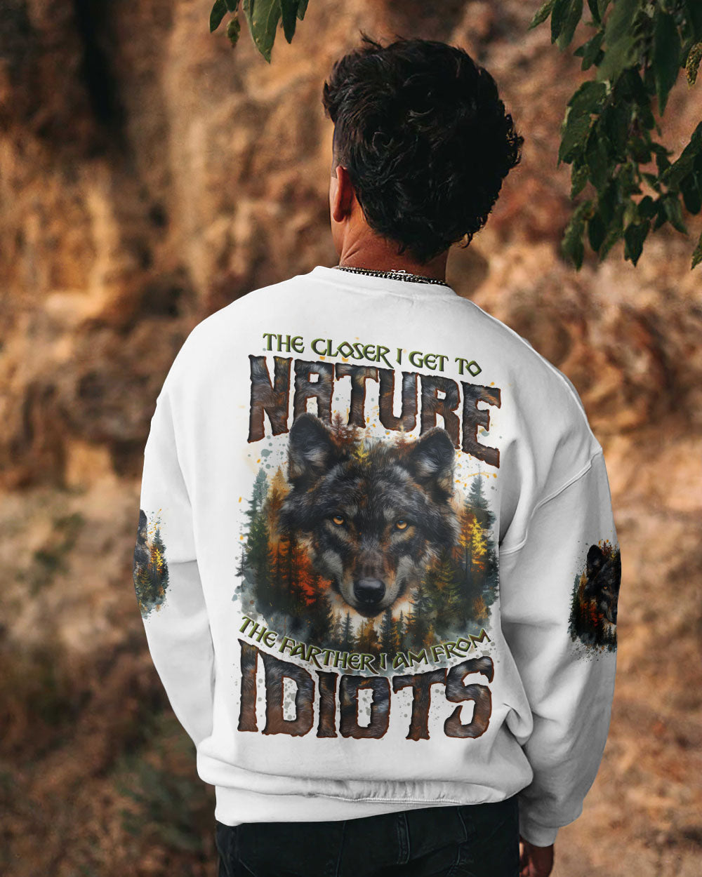 BLISSCORNERS THE CLOSER I GET TO NATURE WOLF ALL OVER PRINT