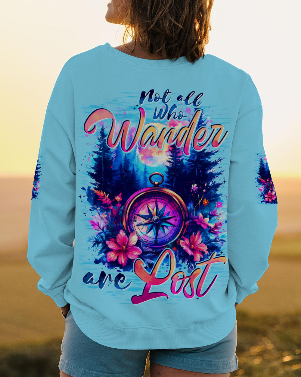 BLISSCORNERS NOT ALL WHO WANDER ARE LOST COMPASS ALL OVER PRINT