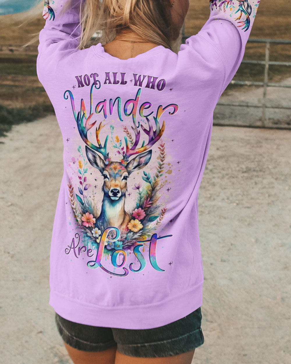 BLISSCORNERS NOT ALL WHO WANDER ARE LOST DEER ALL OVER PRINT