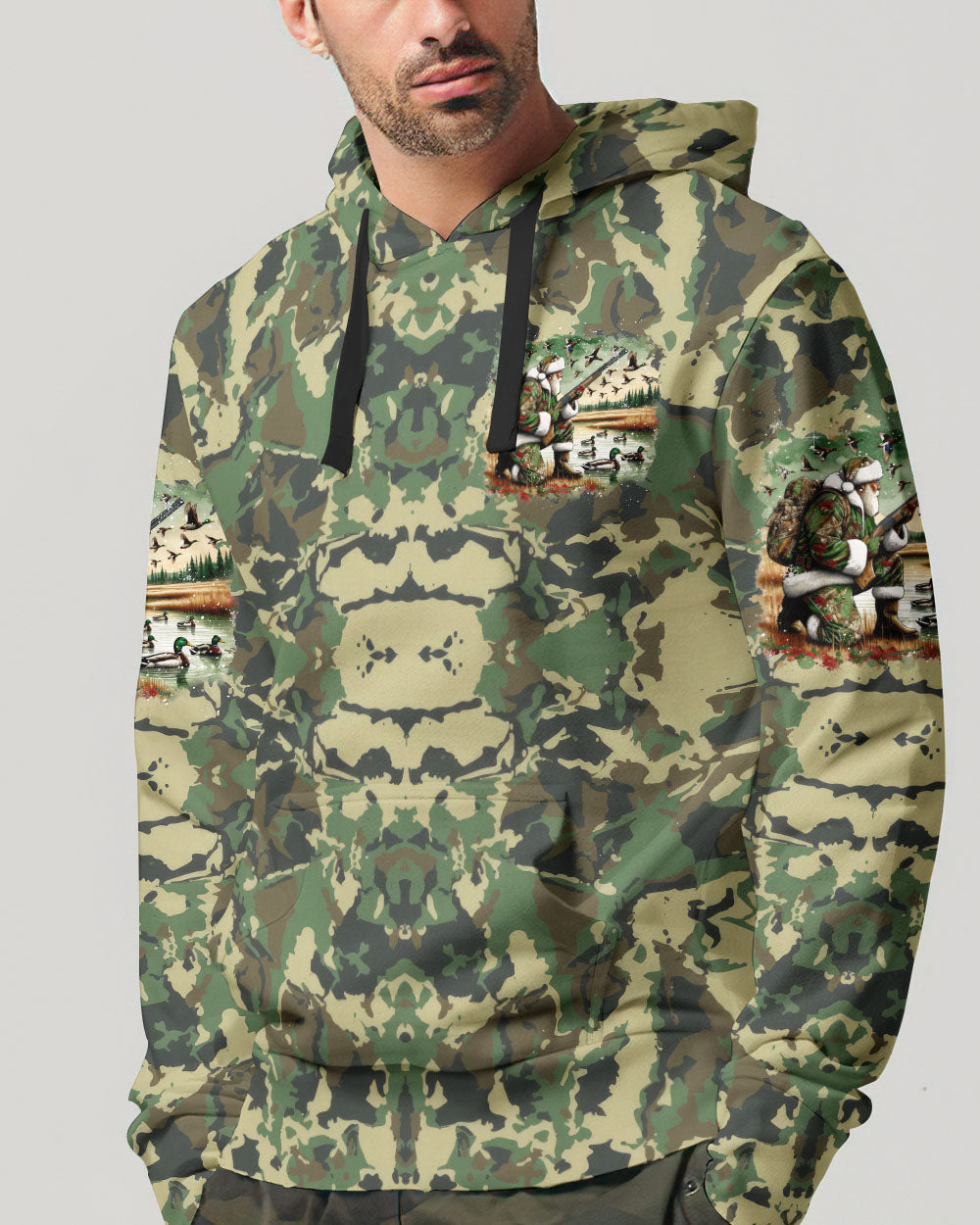 BLISSCORNERS HE'S HUNTING DUCKS SANTA CHRISTMAS ALL OVER PRINT