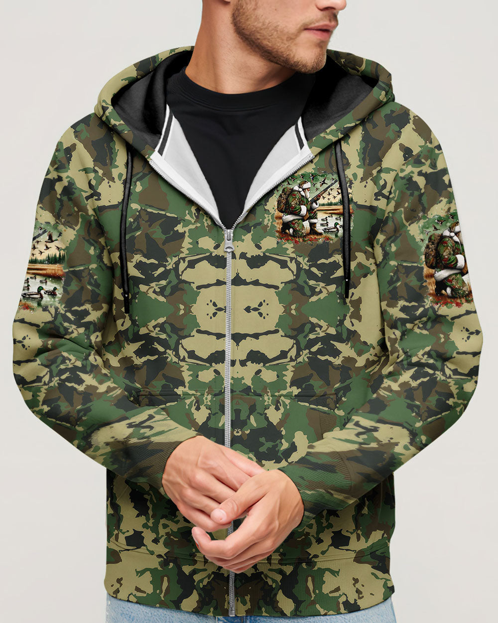 BLISSCORNERS HE'S HUNTING DUCKS SANTA CHRISTMAS ALL OVER PRINT