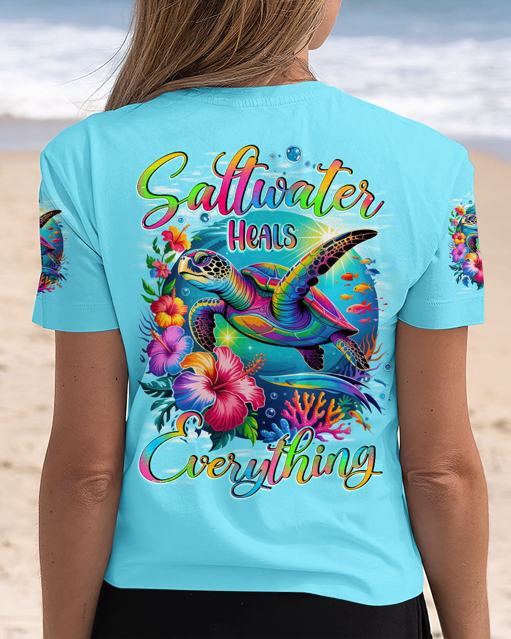 BLISSCORNERS SALTWATER HEALS EVERYTHING TURTLE ALL OVER PRINT