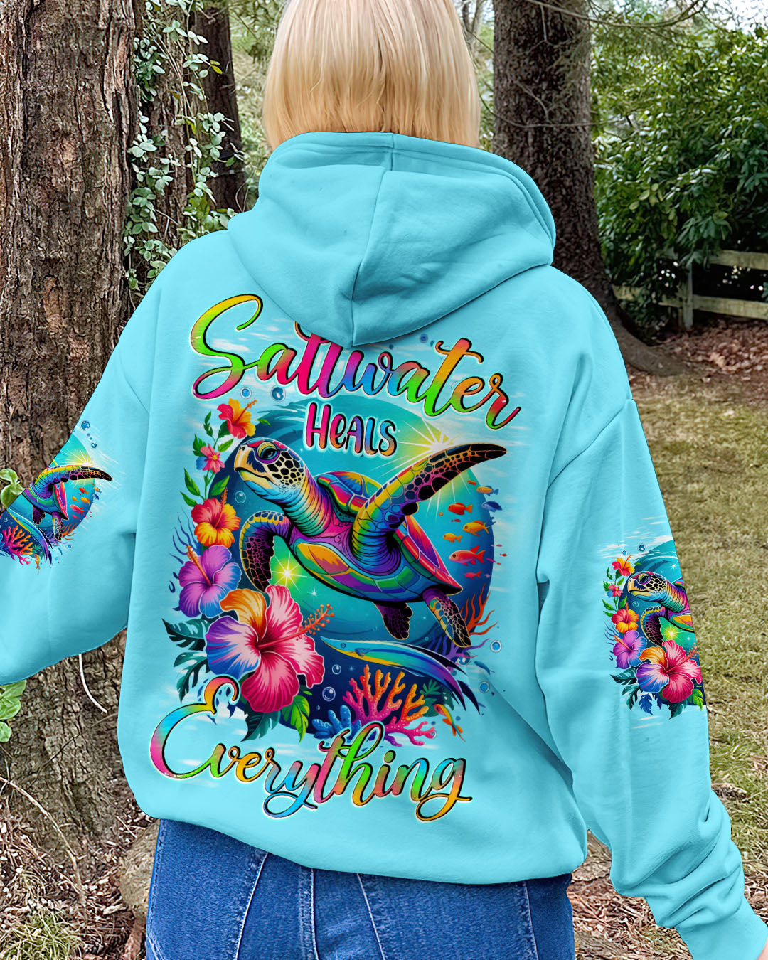 BLISSCORNERS SALTWATER HEALS EVERYTHING TURTLE ALL OVER PRINT