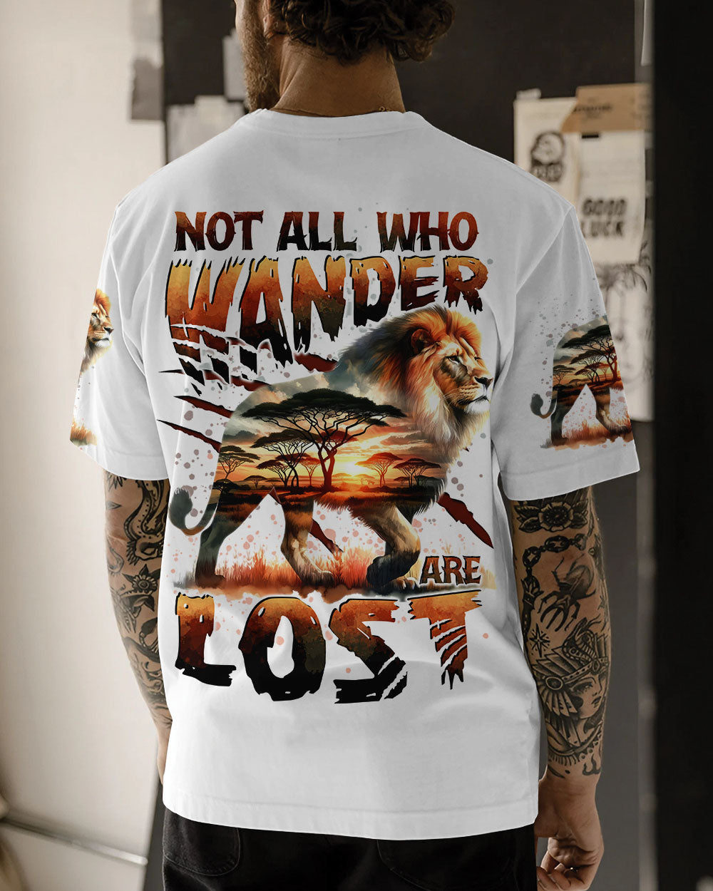 BLISSCORNERS NOT ALL WHO WANDER ARE LOST LION ALL OVER PRINT
