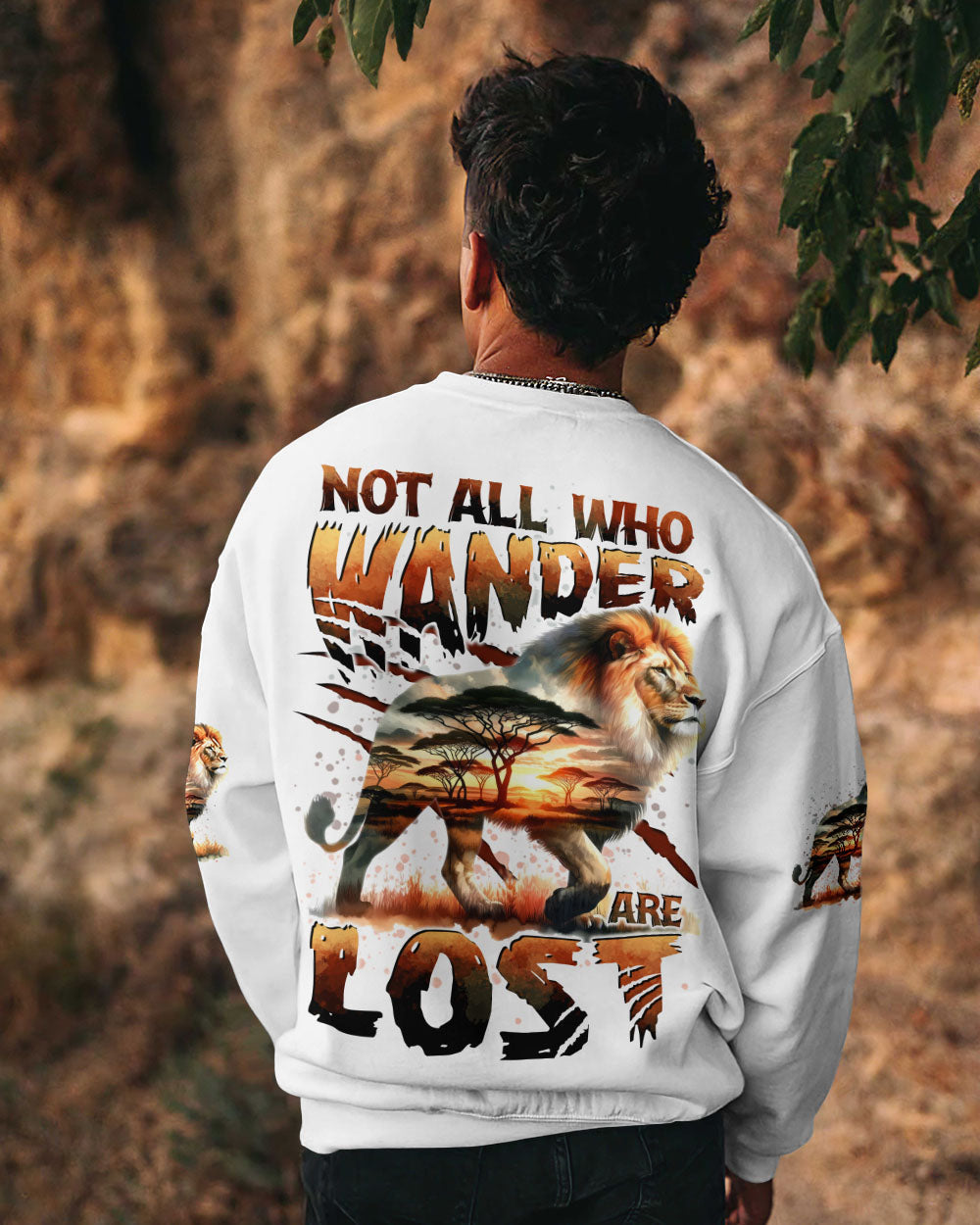 BLISSCORNERS NOT ALL WHO WANDER ARE LOST LION ALL OVER PRINT