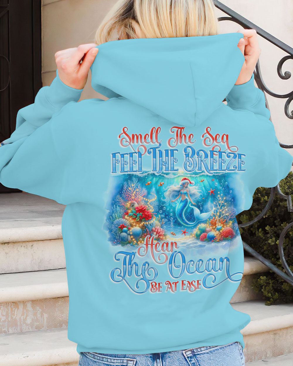 BLISSCORNERS SMELL THE SEA FEEL THE BREEZE MERMAID CHRISTMAS ALL OVER PRINT