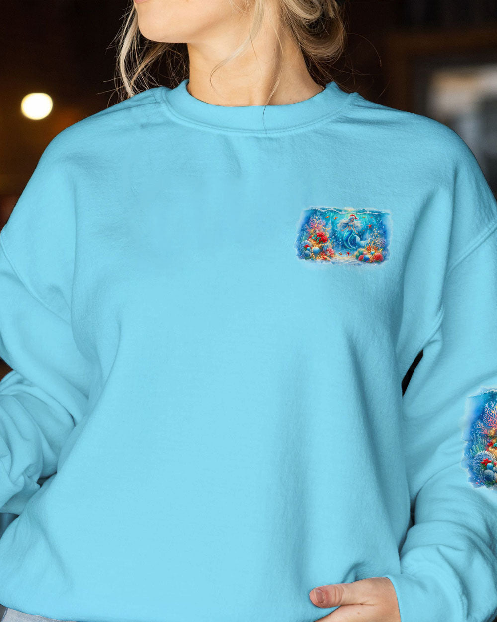 BLISSCORNERS SMELL THE SEA FEEL THE BREEZE MERMAID CHRISTMAS ALL OVER PRINT