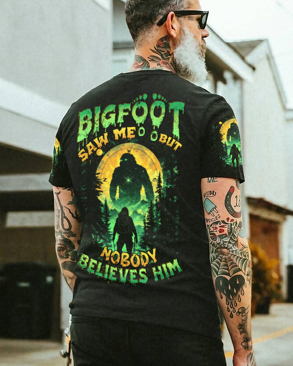 BLISSCORNERS BIGFOOT SAW ME BUT NOBODY BELIEVES HIM ALL OVER PRINT