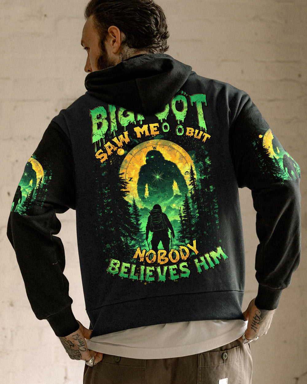 BLISSCORNERS BIGFOOT SAW ME BUT NOBODY BELIEVES HIM ALL OVER PRINT