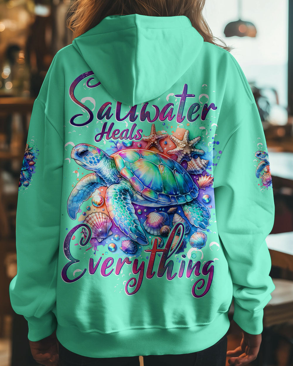 BLISSCORNERS SALTWATER HEALS EVERYTHING TURTLE ALL OVER PRINT