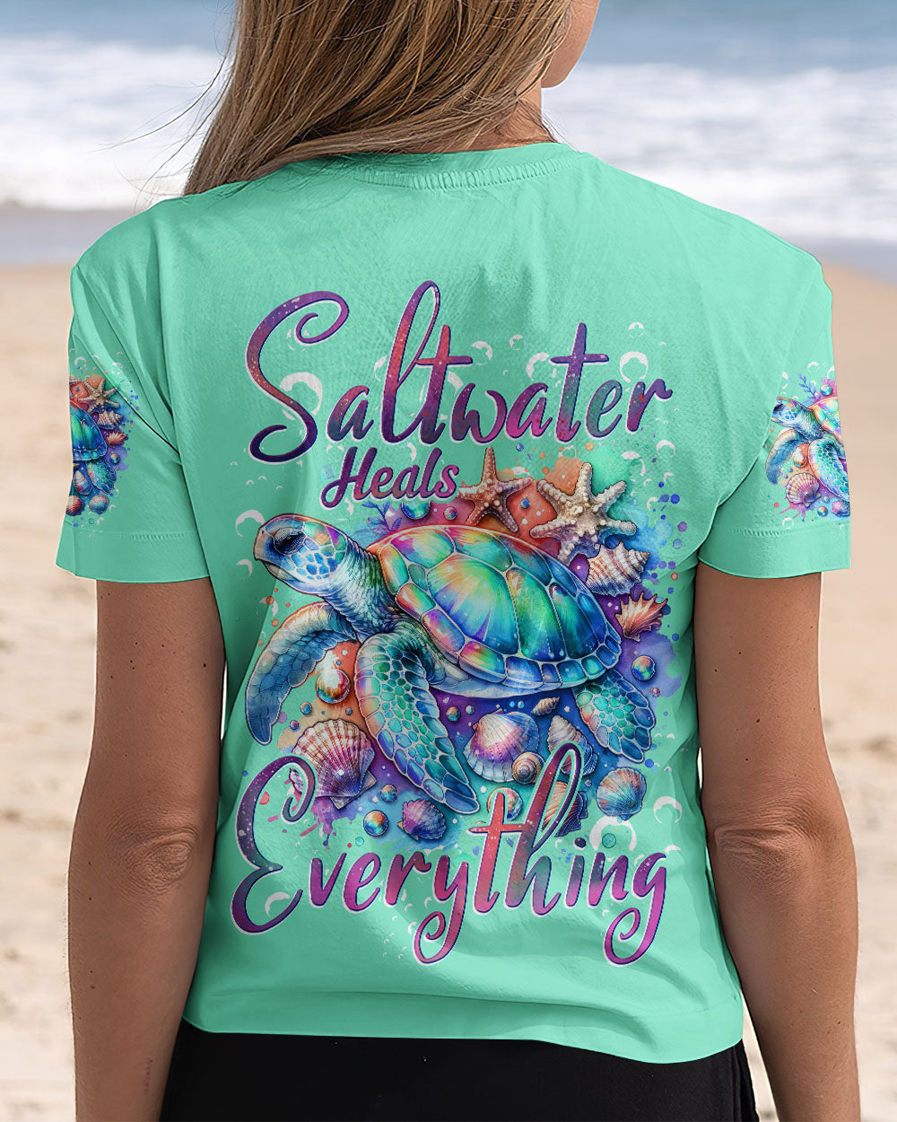 BLISSCORNERS SALTWATER HEALS EVERYTHING TURTLE ALL OVER PRINT