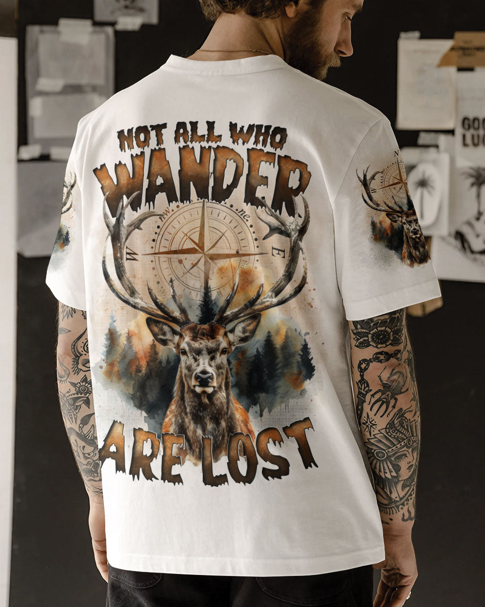 BLISSCORNERS NOT ALL WHO WANDER ARE LOST DEER ALL OVER PRINT
