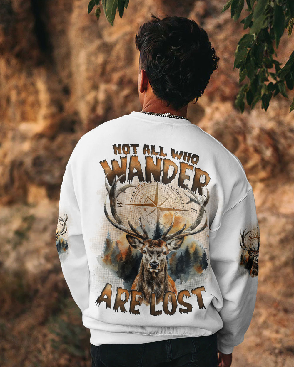 BLISSCORNERS NOT ALL WHO WANDER ARE LOST DEER ALL OVER PRINT