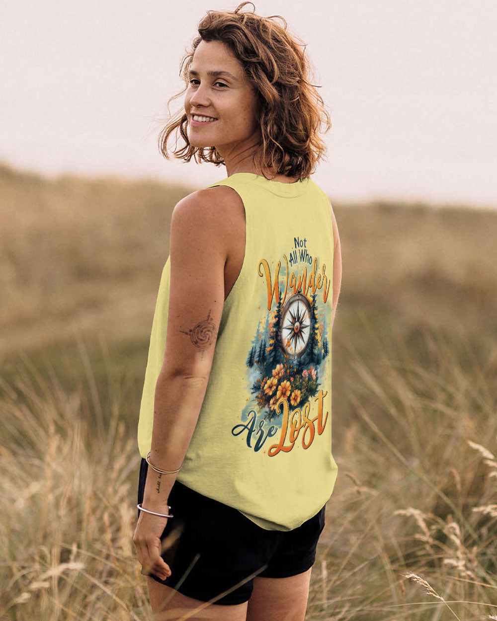 BLISSCORNERS NOT ALL WHO WANDER ARE LOST COMPASS ALL OVER PRINT