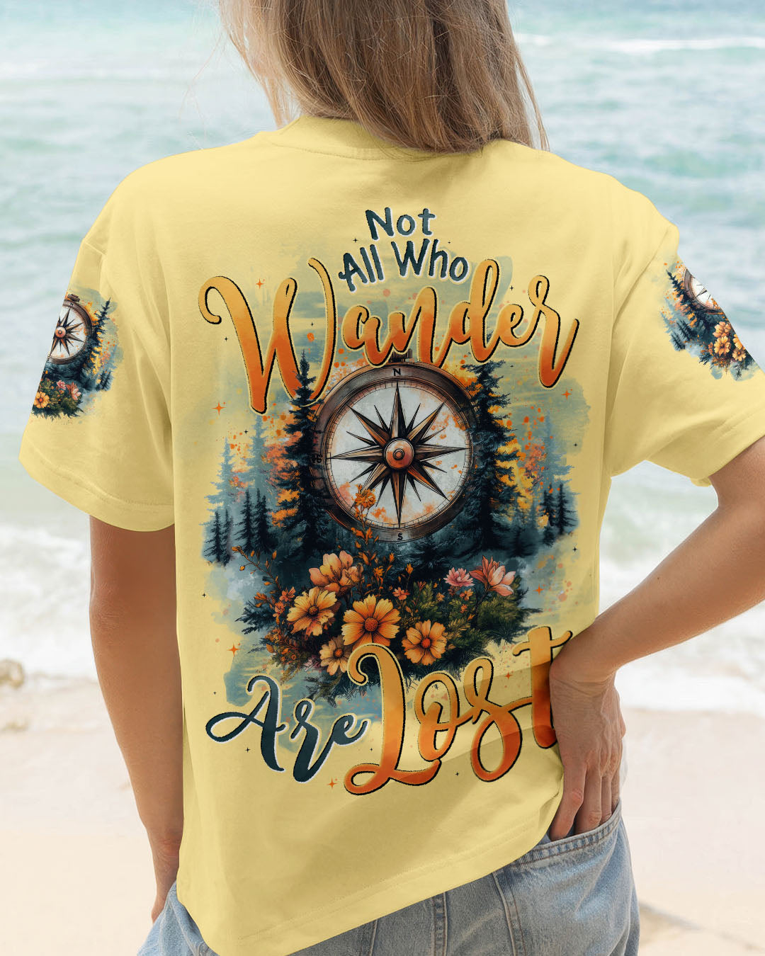 BLISSCORNERS NOT ALL WHO WANDER ARE LOST COMPASS ALL OVER PRINT