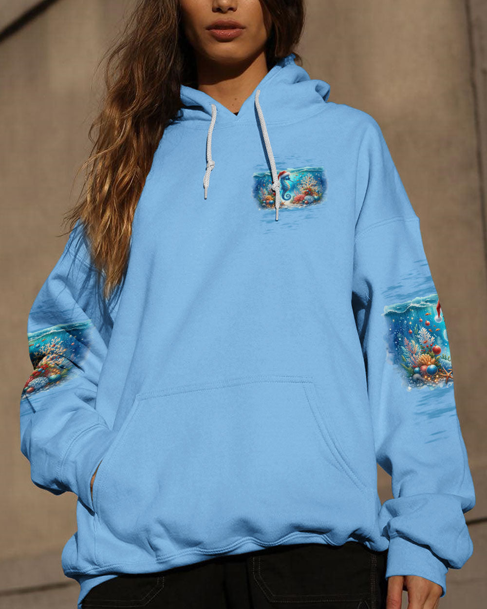 BLISSCORNERS SALTWATER HEALS EVERYTHING SEAHORSE CHRISTMAS ALL OVER PRINT