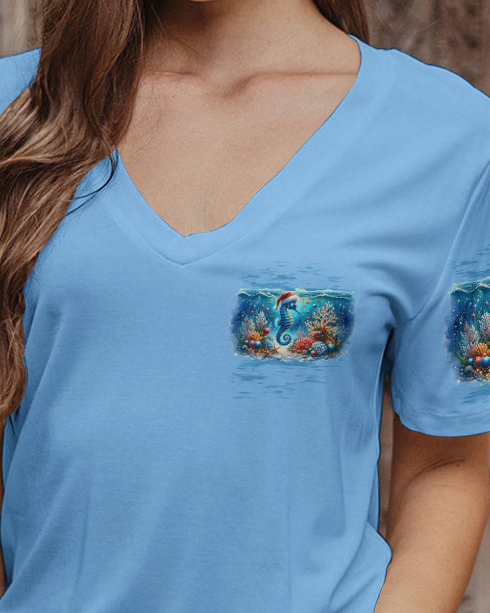 BLISSCORNERS SALTWATER HEALS EVERYTHING SEAHORSE CHRISTMAS ALL OVER PRINT