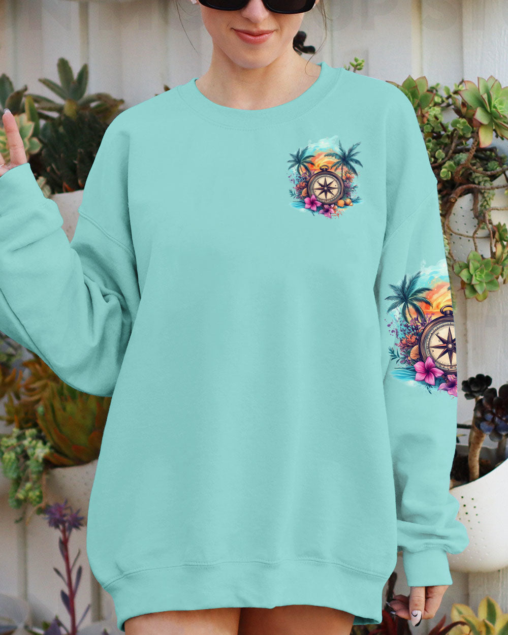 BLISSCORNERS SMELL THE SEA FEEL THE BREEZE COMPASS ALL OVER PRINT