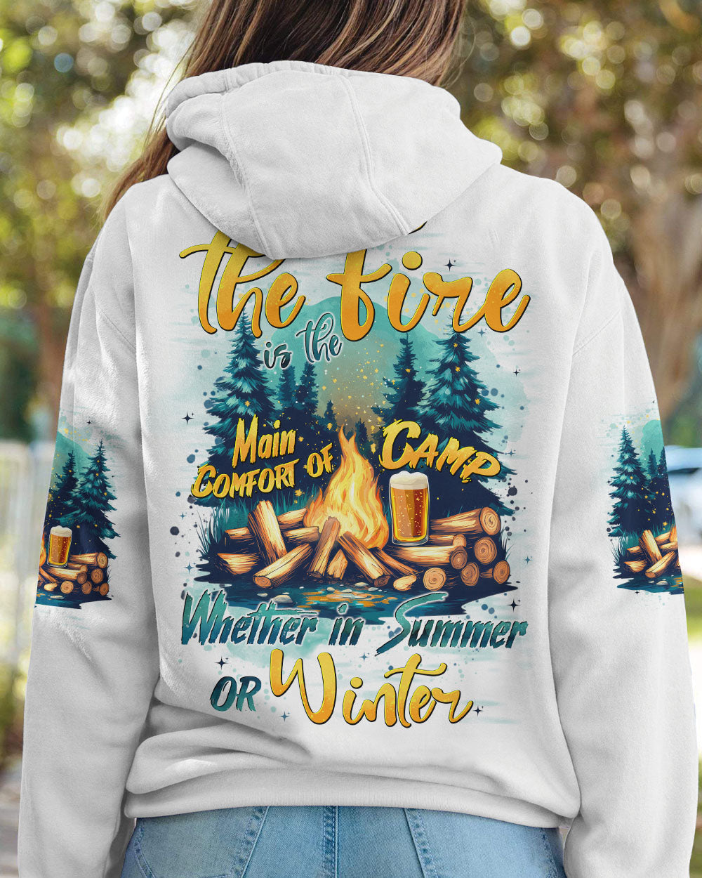 BLISSCORNERS THE FIRE IS THE MAIN COMFORT OF CAMP ALL OVER PRINT