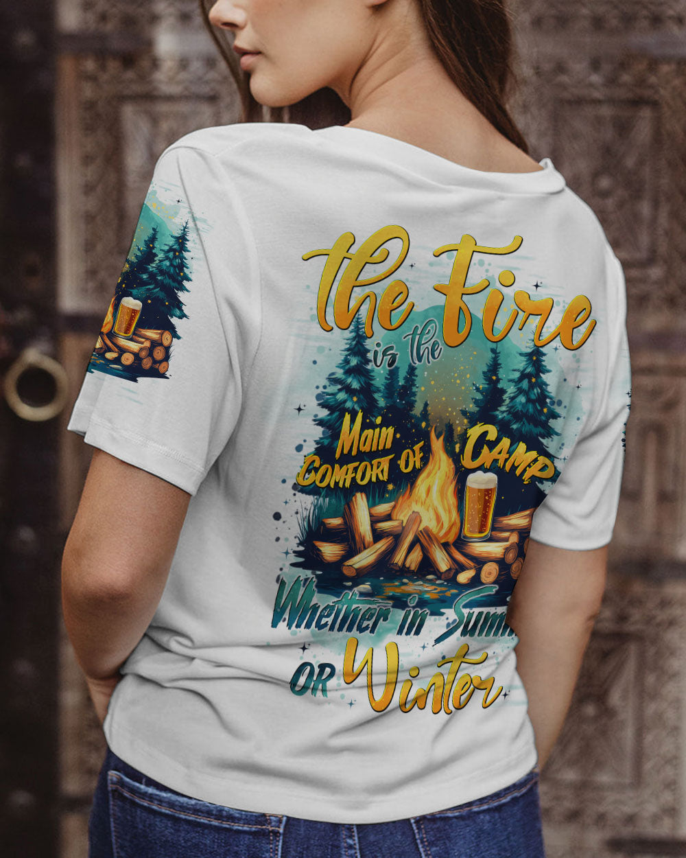 BLISSCORNERS THE FIRE IS THE MAIN COMFORT OF CAMP ALL OVER PRINT
