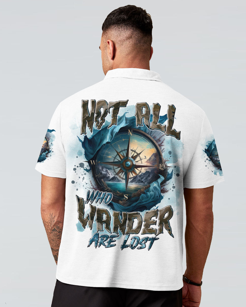 BLISSCORNERS NOT ALL WHO WANDER ARE LOST COMPASS ALL OVER PRINT