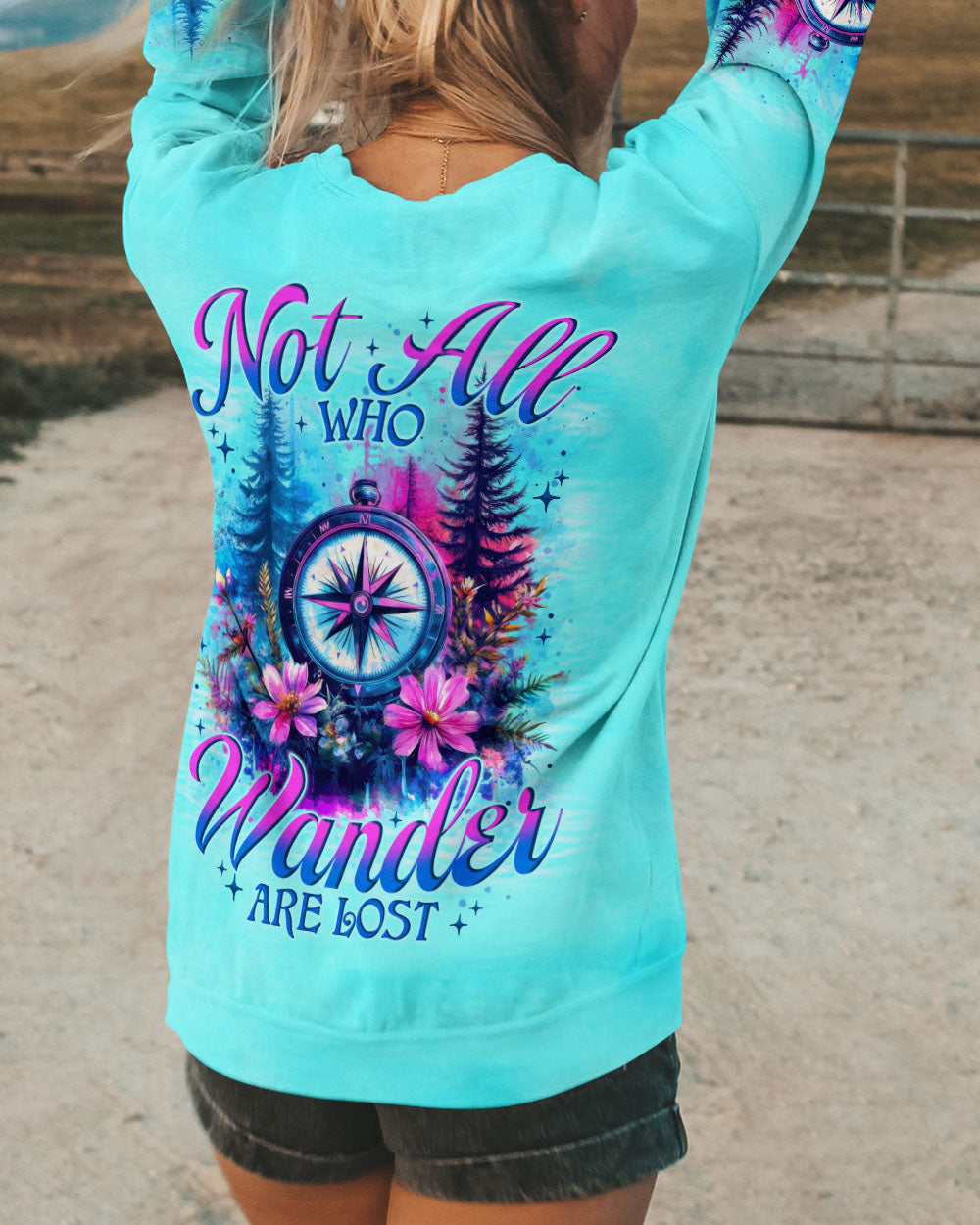 BLISSCORNERS NOT ALL WHO WANDER ARE LOST COMPASS ALL OVER PRINT