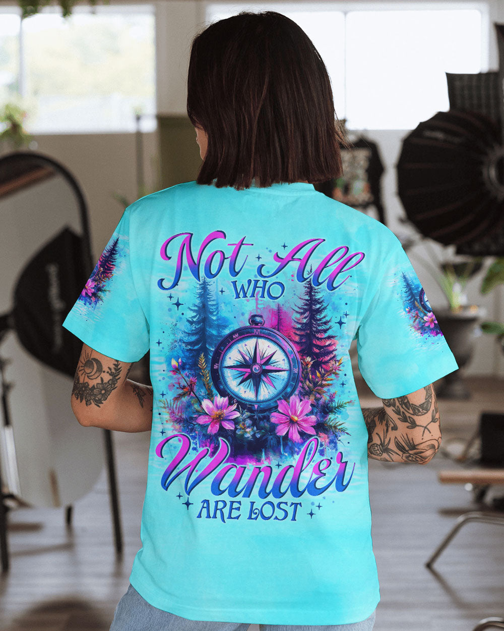 BLISSCORNERS NOT ALL WHO WANDER ARE LOST COMPASS ALL OVER PRINT