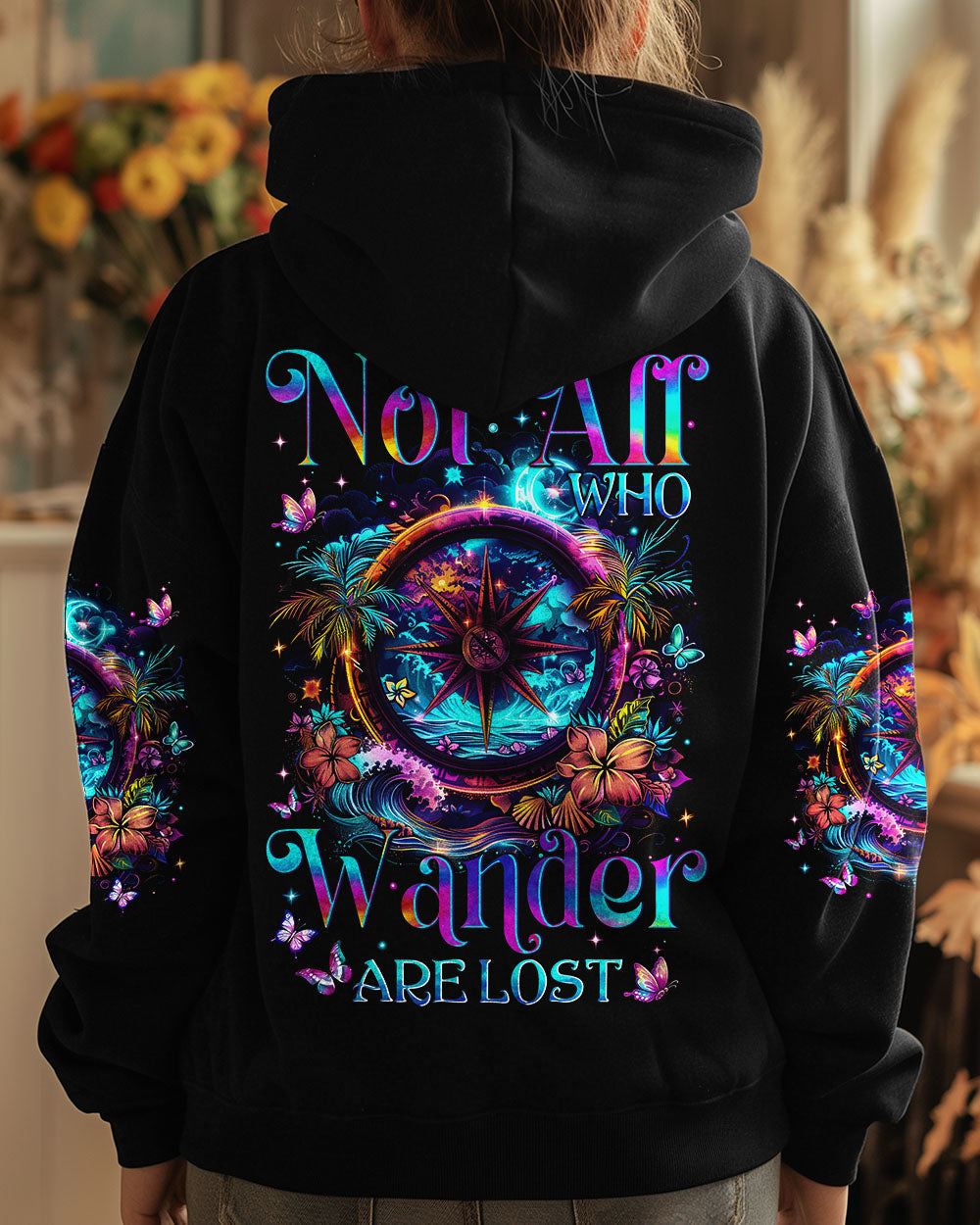 BLISSCORNERS NOT ALL WHO WANDER ARE LOST COMPASS ALL OVER PRINT