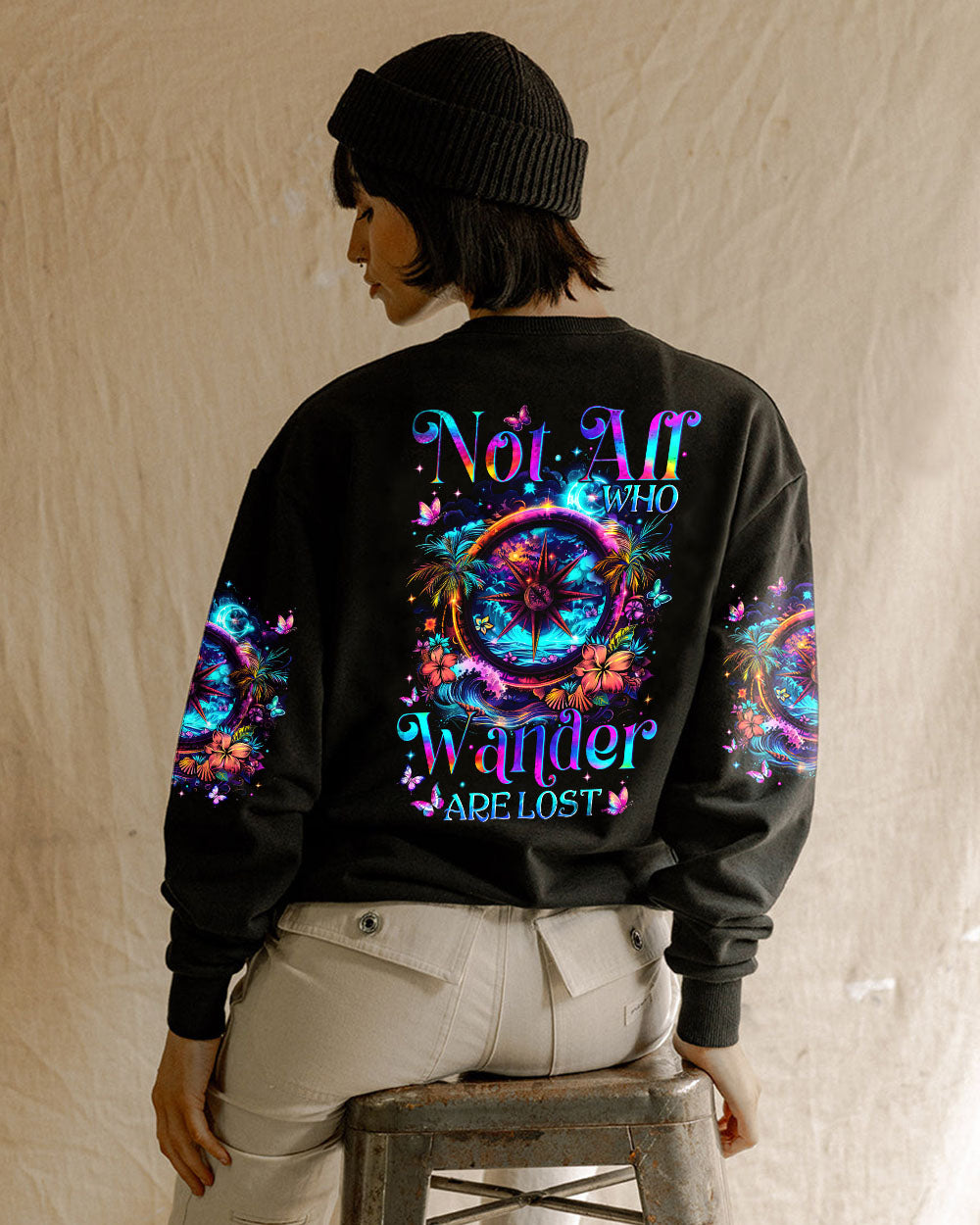 BLISSCORNERS NOT ALL WHO WANDER ARE LOST COMPASS ALL OVER PRINT