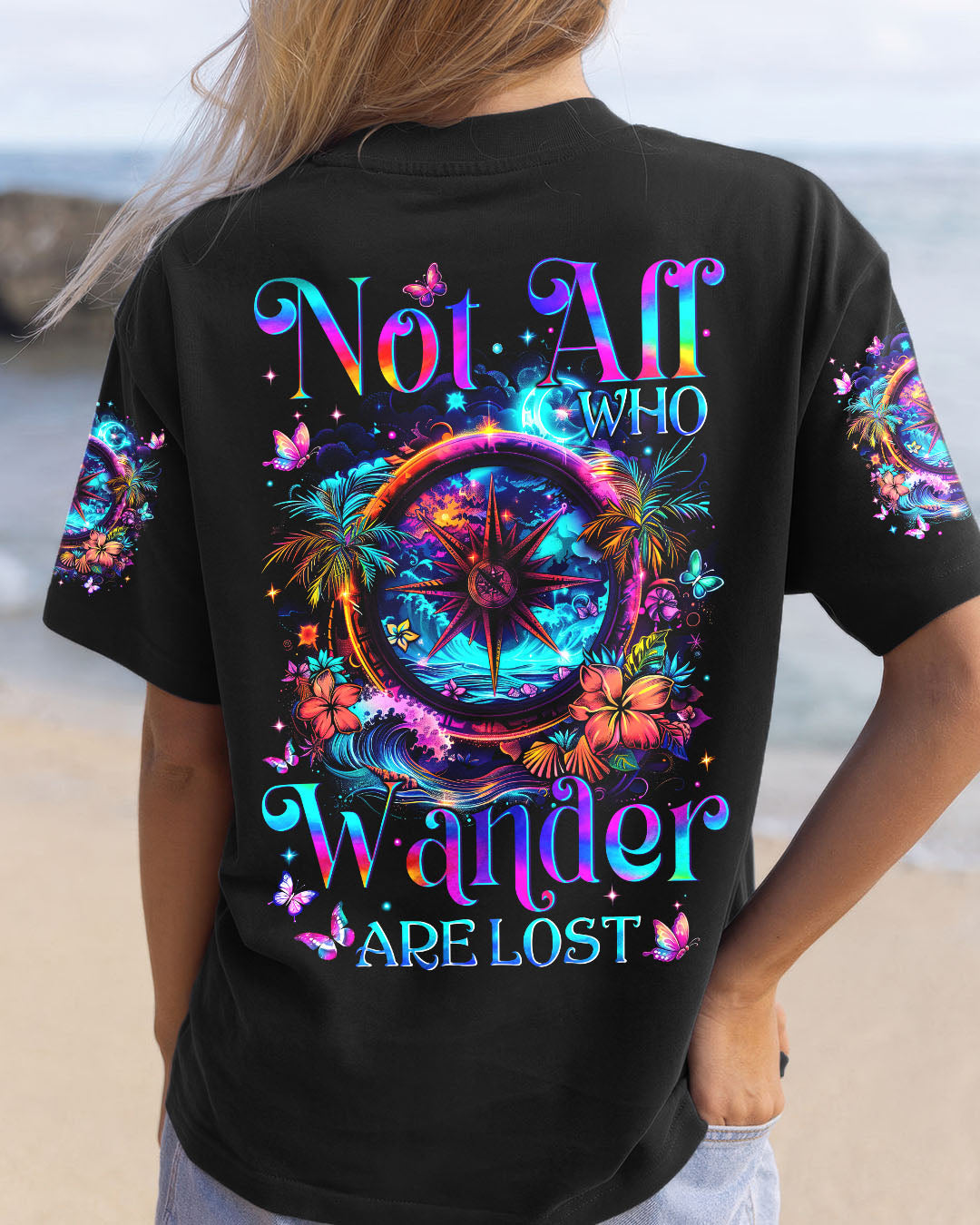 BLISSCORNERS NOT ALL WHO WANDER ARE LOST COMPASS ALL OVER PRINT