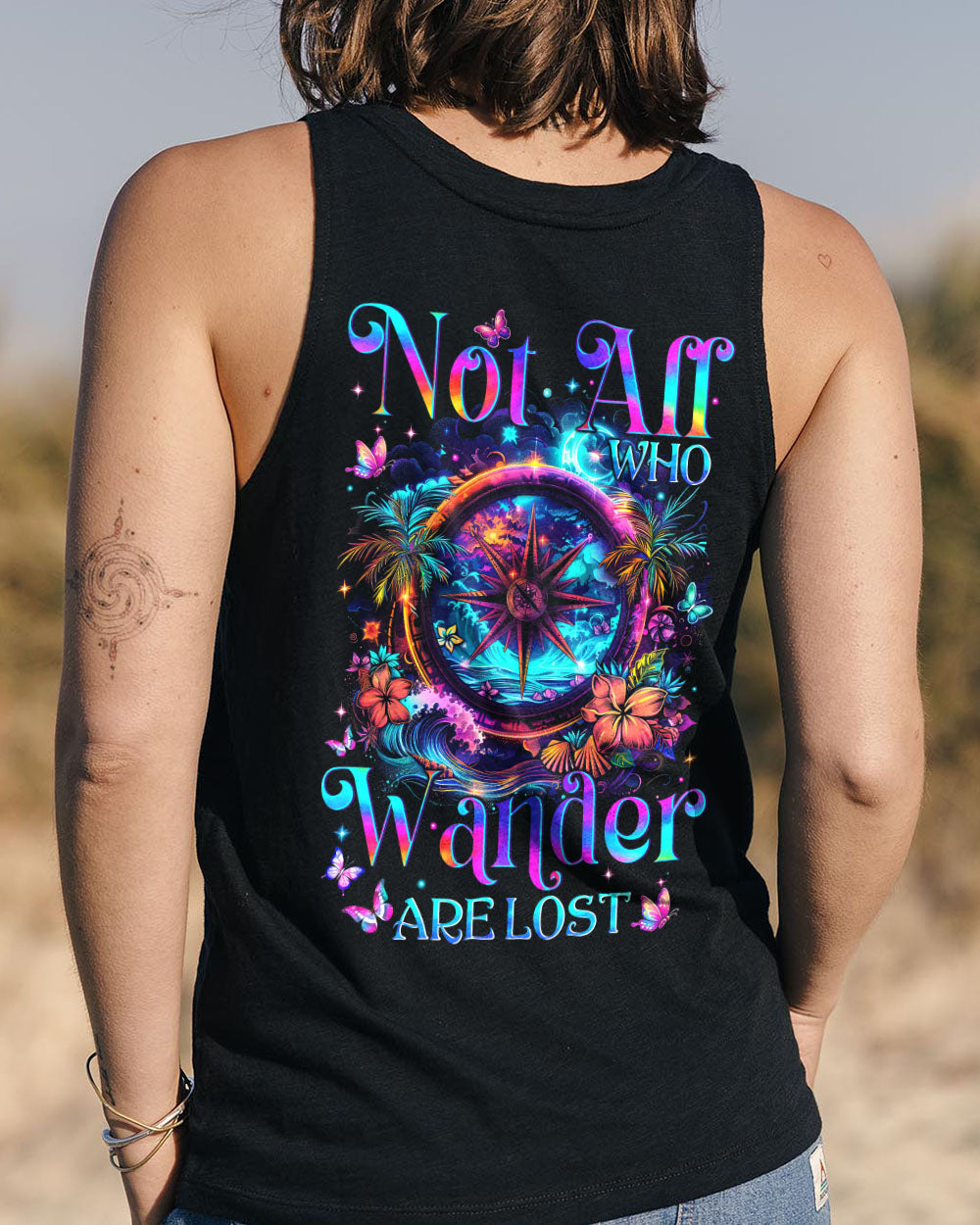 BLISSCORNERS NOT ALL WHO WANDER ARE LOST COMPASS ALL OVER PRINT