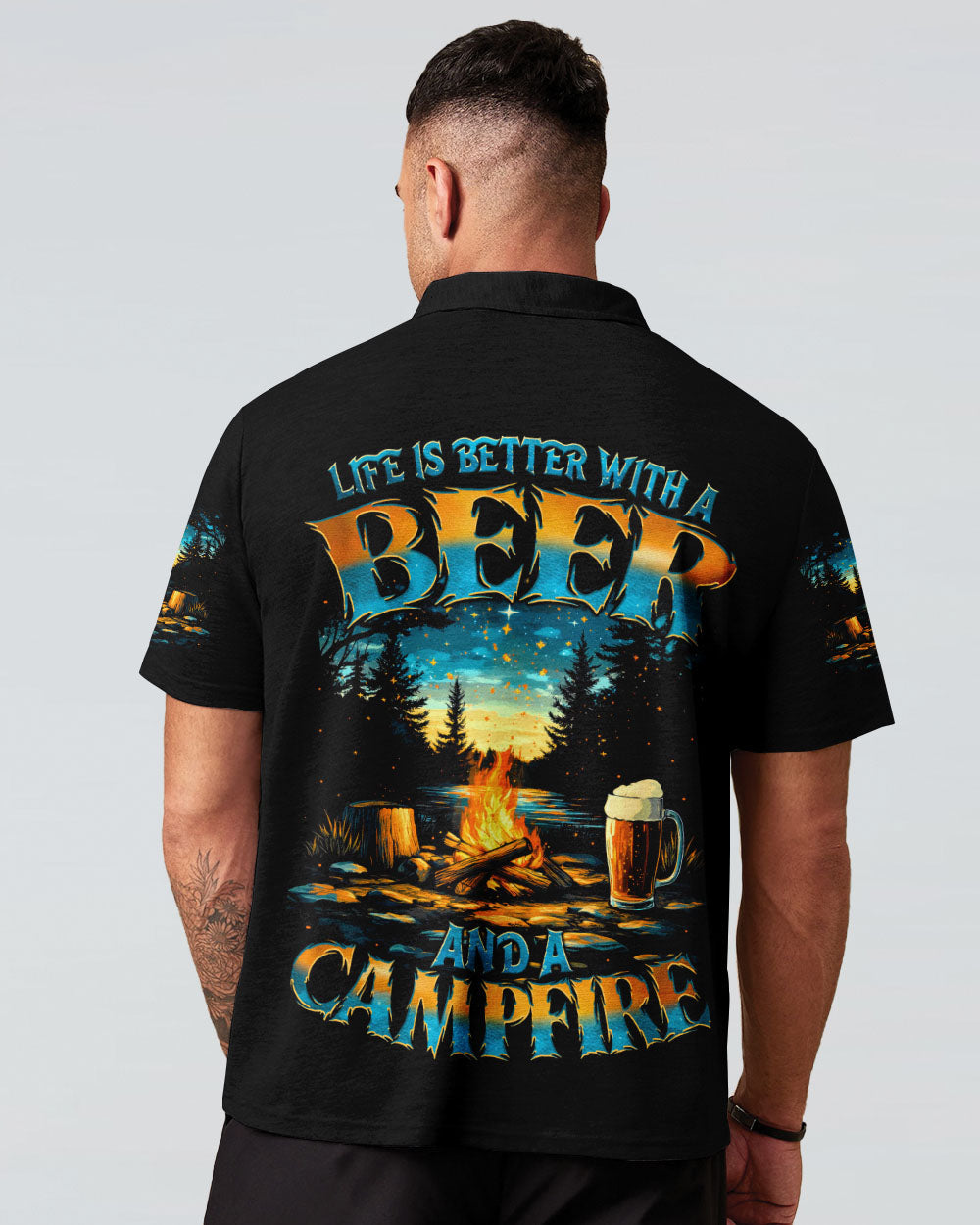 BLISSCORNERS LIFE IS BETTER WITH A BEER AND A CAMPFIRE ALL OVER PRINT