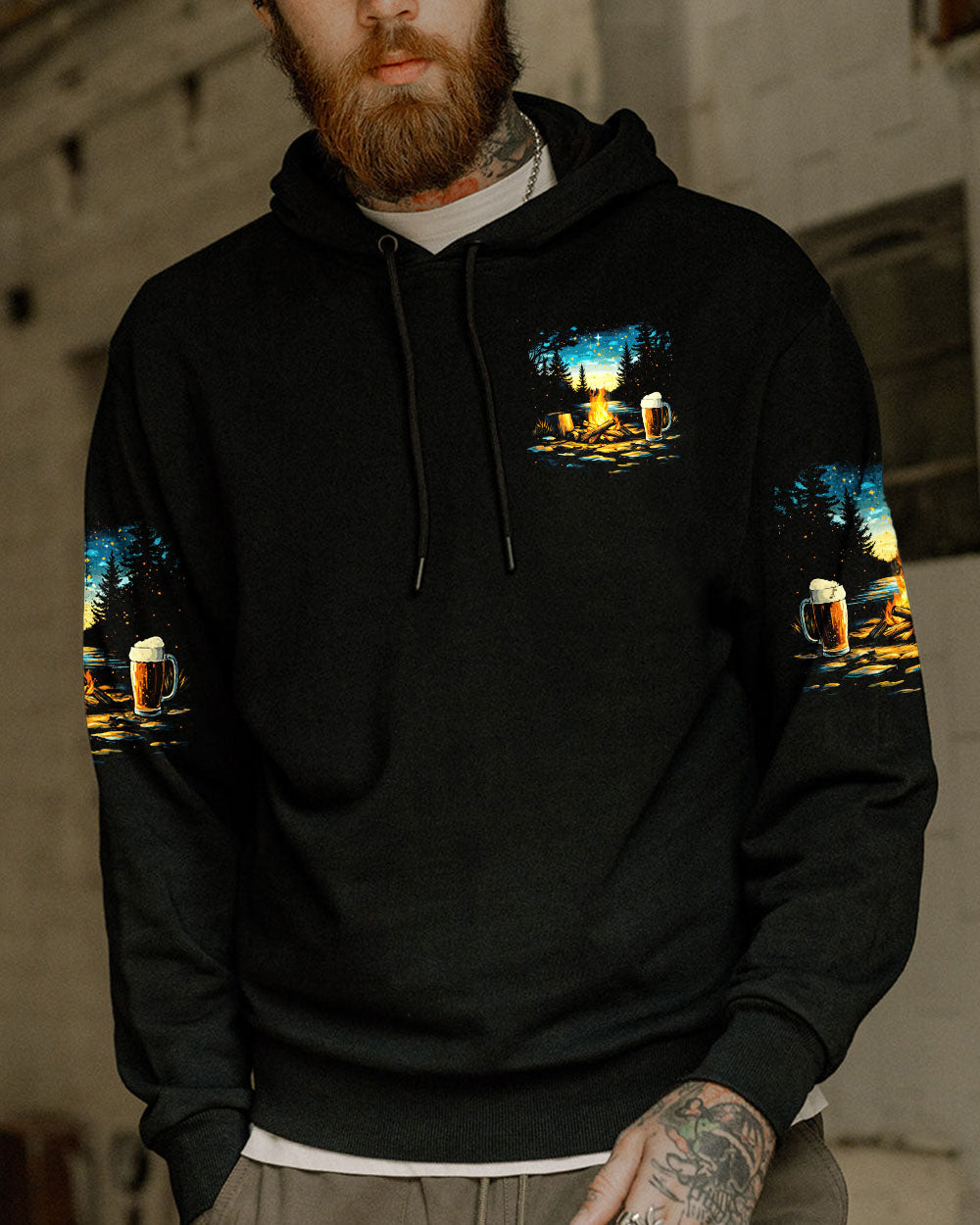 BLISSCORNERS LIFE IS BETTER WITH A BEER AND A CAMPFIRE ALL OVER PRINT