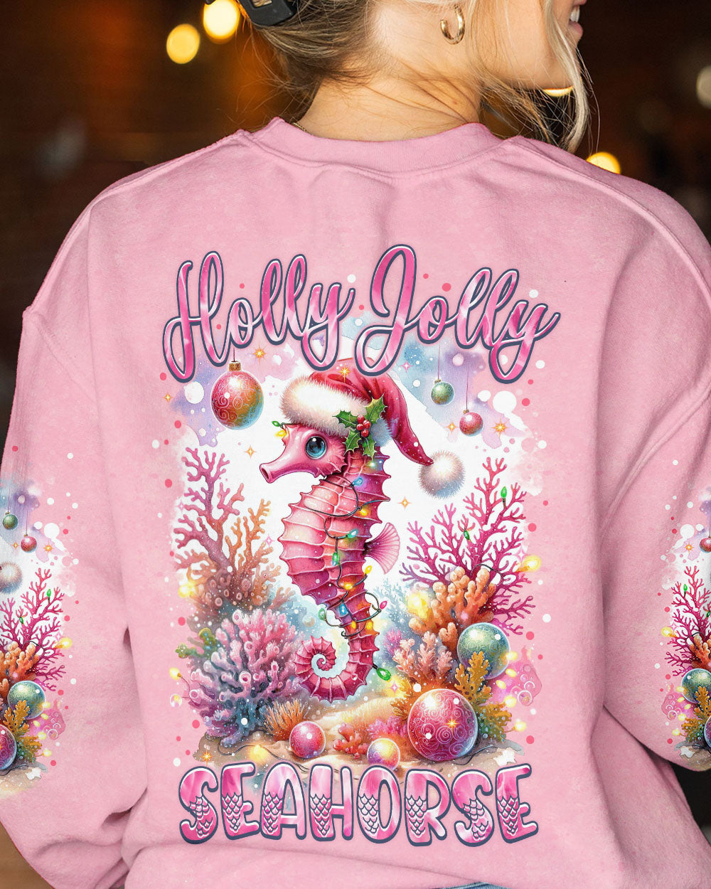 BLISSCORNERS HOLLY JOLLY SEAHORSE CHRISTMAS ALL OVER PRINT